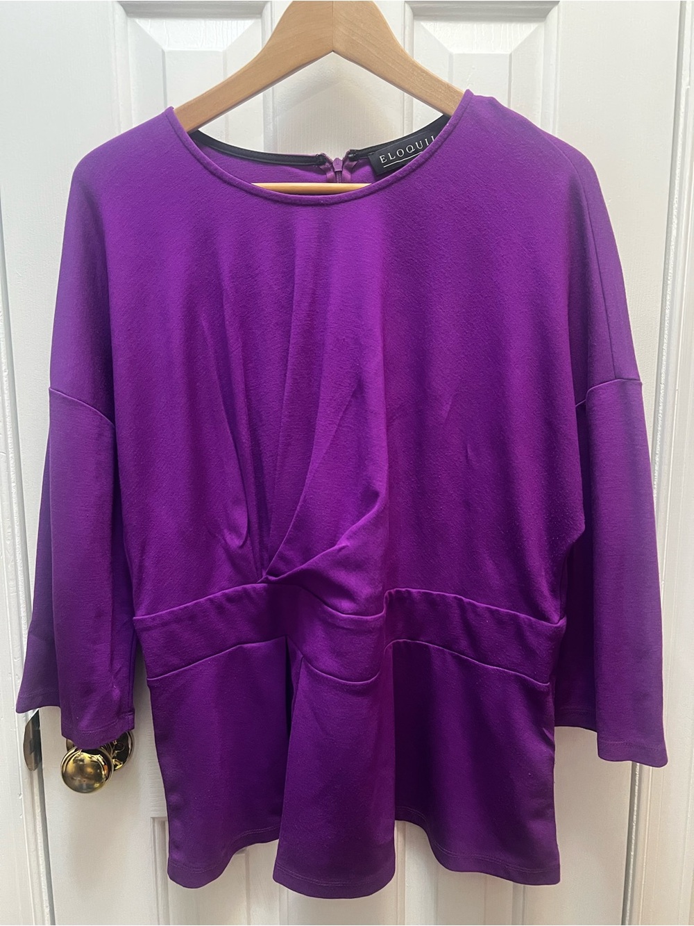 Eloquii Purple Twist-Front Peplum Top Sz 16